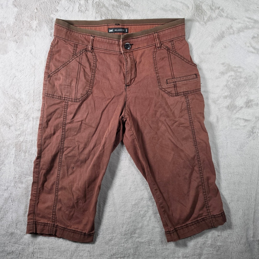 Lee Relaxed Fit Capri Pants Womens 8 Medium Clay Red Brown Utility Gorpcore